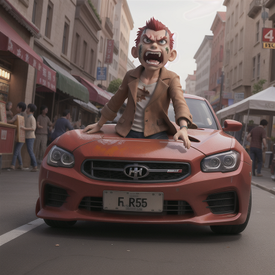 Image For Post Anime, market, anger, car, villain, zombie, HD, 4K, AI Generated Art