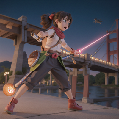 Image For Post Anime, turtle, drum, laser gun, sword, bridge, HD, 4K, AI Generated Art