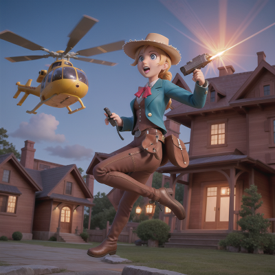 Image For Post Anime, helicopter, haunted mansion, jumping, wild west town, laser gun, HD, 4K, AI Generated Art