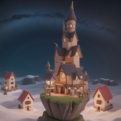 Image For Post Anime, tower, village, betrayal, wizard's hat, telescope, HD, 4K, AI Generated Art