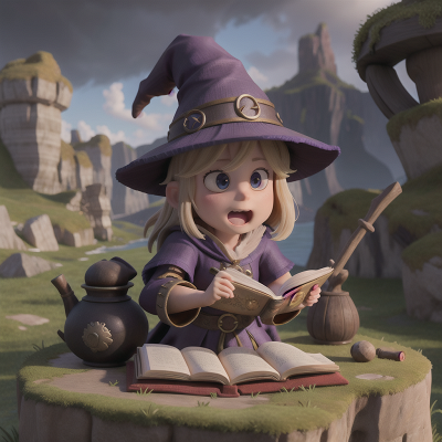Image For Post Anime, vikings, spell book, wizard's hat, island, witch's cauldron, HD, 4K, AI Generated Art