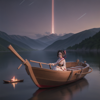 Image For Post Anime, scientist, geisha, meteor shower, betrayal, boat, HD, 4K, AI Generated Art