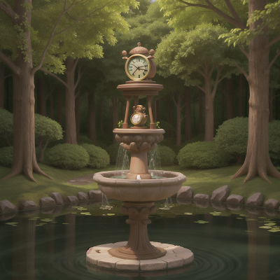 Image For Post Anime, forest, clock, enchanted forest, key, fountain, HD, 4K, AI Generated Art