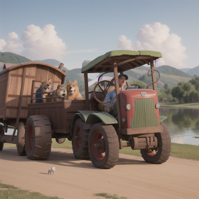 Image For Post Anime, dog, tractor, wild west town, boat, park, HD, 4K, AI Generated Art