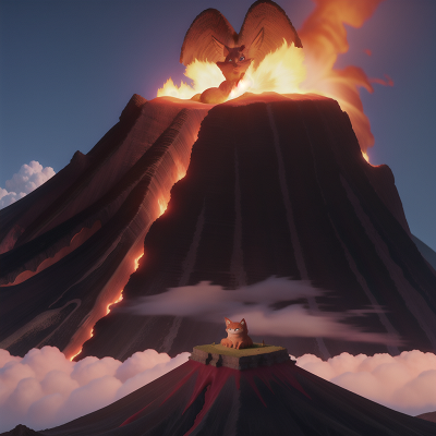 Image For Post Anime, volcano, anger, fox, fog, sphinx, HD, 4K, AI Generated Art
