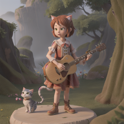Image For Post Anime, drought, musician, cat, fog, fairy, HD, 4K, AI Generated Art