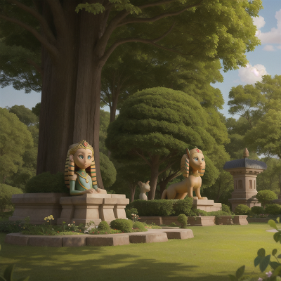 Image For Post Anime, forest, museum, princess, garden, sphinx, HD, 4K, AI Generated Art