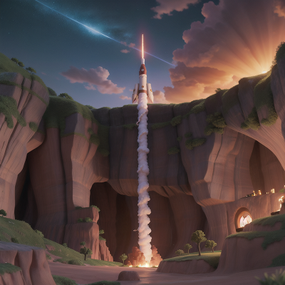 Image For Post Anime, rocket, storm, cave, sunset, wizard, HD, 4K, AI Generated Art