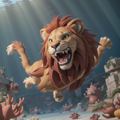 Image For Post Anime, lion, success, underwater city, anger, celebrating, HD, 4K, AI Generated Art
