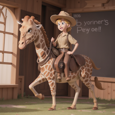Image For Post Anime, teacher, giraffe, shield, cowboys, zookeeper, HD, 4K, AI Generated Art