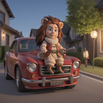 Image For Post Anime, car, lamp, dwarf, princess, lion, HD, 4K, AI Generated Art