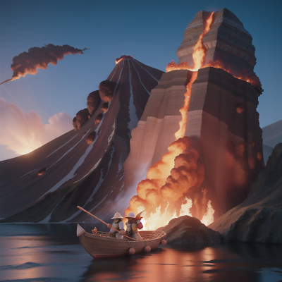 Image For Post Anime, volcano, knight, drum, earthquake, boat, HD, 4K, AI Generated Art