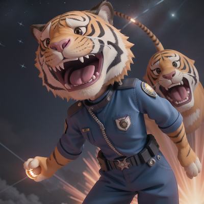Image For Post Anime, police officer, space station, laughter, meteor shower, sabertooth tiger, HD, 4K, AI Generated Art