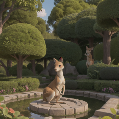 Image For Post Anime, exploring, kangaroo, fountain, forest, maze, HD, 4K, AI Generated Art