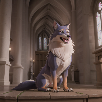 Image For Post Anime, cathedral, singing, fox, werewolf, laughter, HD, 4K, AI Generated Art