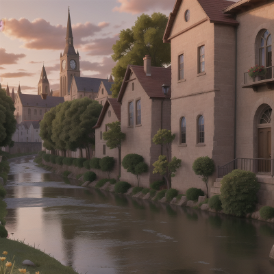 Image For Post Anime, betrayal, cathedral, joy, wild west town, river, HD, 4K, AI Generated Art