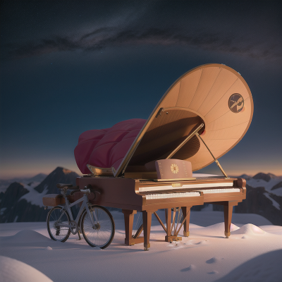 Image For Post Anime, space station, piano, bicycle, desert, snow, HD, 4K, AI Generated Art