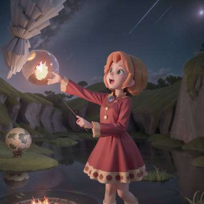Image For Post Anime, crystal ball, meteor shower, singing, fire, swamp, HD, 4K, AI Generated Art