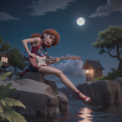 Image For Post Anime, moonlight, telescope, fighting, electric guitar, swimming, HD, 4K, AI Generated Art