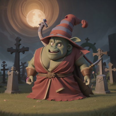 Image For Post Anime, ogre, sword, elephant, wizard's hat, haunted graveyard, HD, 4K, AI Generated Art