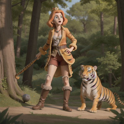 Image For Post Anime, zombie, queen, forest, treasure, tiger, HD, 4K, AI Generated Art