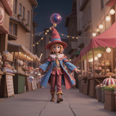 Image For Post Anime, wizard's hat, circus, market, crystal ball, failure, HD, 4K, AI Generated Art