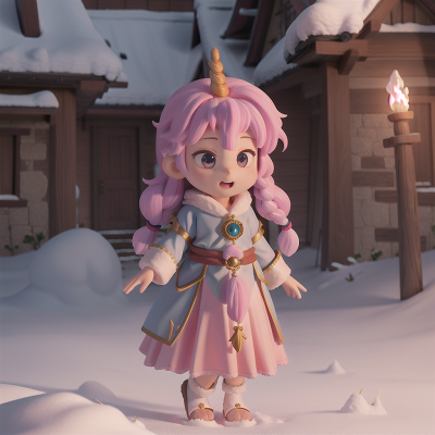 Image For Post Anime, cursed amulet, snow, princess, unicorn, cathedral, HD, 4K, AI Generated Art