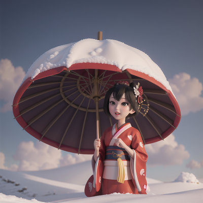 Image For Post Anime, geisha, whale, snow, umbrella, thunder, HD, 4K, AI Generated Art