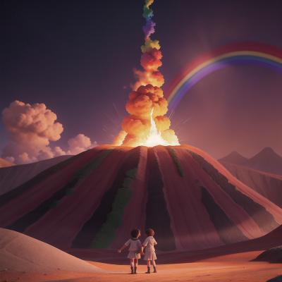 Image For Post Anime, betrayal, surprise, rainbow, volcano, drum, HD, 4K, AI Generated Art