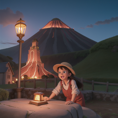Image For Post Anime, farmer, volcano, castle, treasure, lamp, HD, 4K, AI Generated Art