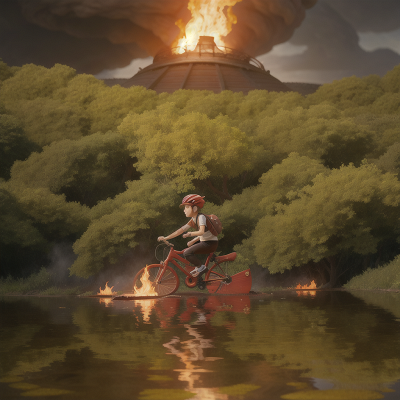 Image For Post Anime, bicycle, key, fire, tsunami, swamp, HD, 4K, AI Generated Art