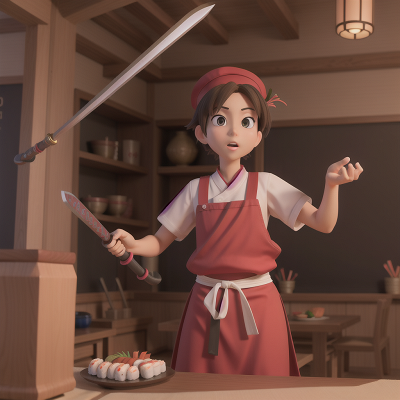Image For Post Anime, sushi, sword, teacher, tower, chef, HD, 4K, AI Generated Art