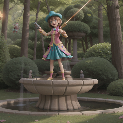 Image For Post Anime, fountain, laser gun, wizard, circus, forest, HD, 4K, AI Generated Art
