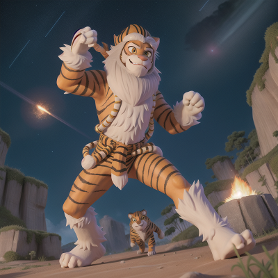 Image For Post Anime, yeti, sabertooth tiger, bigfoot, pharaoh, meteor shower, HD, 4K, AI Generated Art