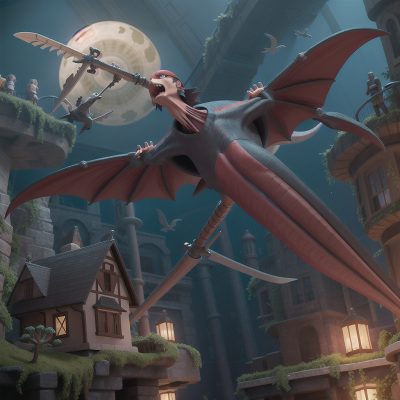 Image For Post Anime, helicopter, pterodactyl, underwater city, sword, vampire's coffin, HD, 4K, AI Generated Art