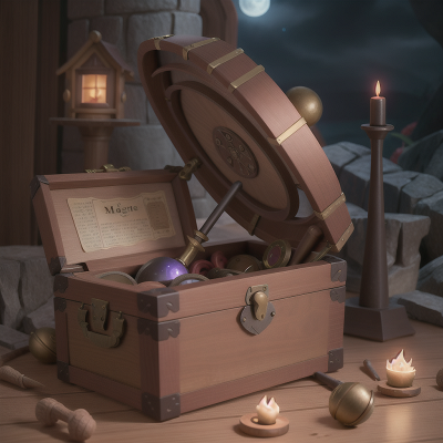Image For Post Anime, spell book, magic wand, moonlight, time machine, treasure chest, HD, 4K, AI Generated Art