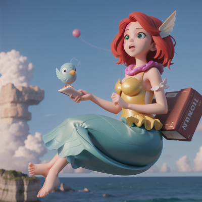 Image For Post Anime, balloon, bird, book, mermaid, storm, HD, 4K, AI Generated Art