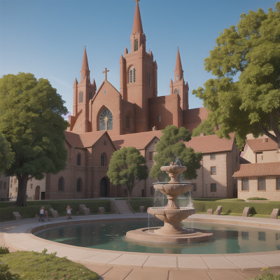 Image For Post Anime, bus, fountain, wild west town, cathedral, museum, HD, 4K, AI Generated Art