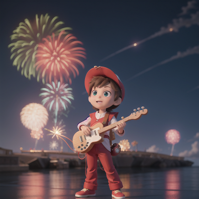 Image For Post Anime, spaceship, flute, fireworks, musician, chef, HD, 4K, AI Generated Art
