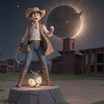 Image For Post Anime, cowboys, solar eclipse, anger, skyscraper, lamp, HD, 4K, AI Generated Art