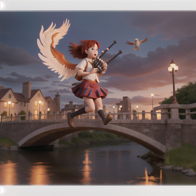 Image For Post Anime, school, bagpipes, bridge, ghost, phoenix, HD, 4K, AI Generated Art