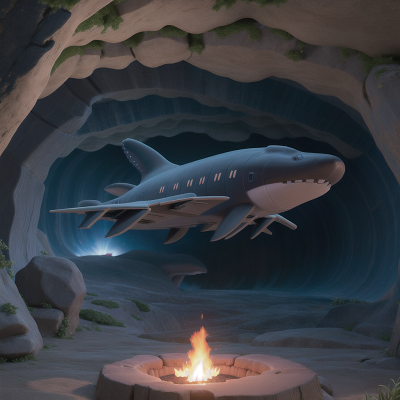 Image For Post Anime, holodeck, cave, thunder, whale, airplane, HD, 4K, AI Generated Art