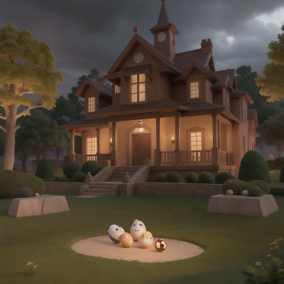 Image For Post Anime, golden egg, park, storm, witch, haunted mansion, HD, 4K, AI Generated Art