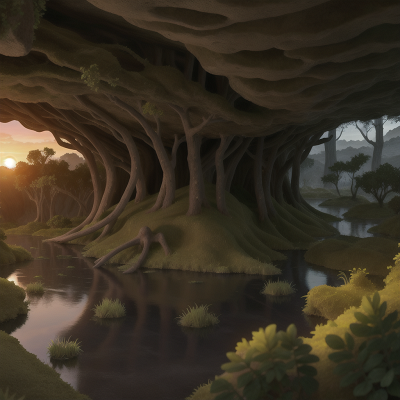 Image For Post Anime, swamp, sunset, forest, desert, cave, HD, 4K, AI Generated Art