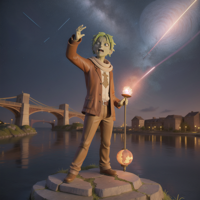 Image For Post Anime, meteor shower, zombie, statue, wizard, bridge, HD, 4K, AI Generated Art