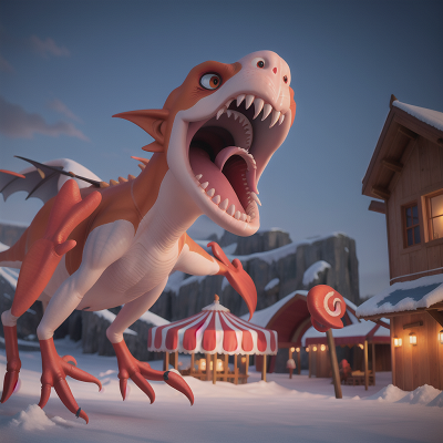 Image For Post Anime, demon, pterodactyl, seafood restaurant, circus, snow, HD, 4K, AI Generated Art