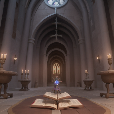 Image For Post Anime, cathedral, robot, circus, spell book, hidden trapdoor, HD, 4K, AI Generated Art
