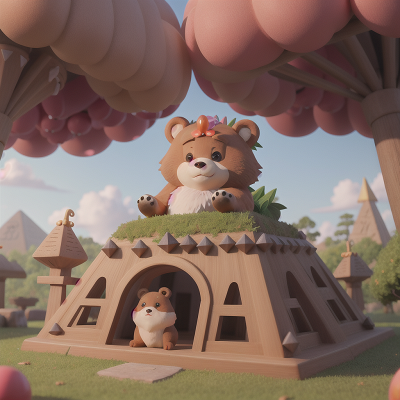 Image For Post Anime, bear, bubble tea, rabbit, pyramid, enchanted forest, HD, 4K, AI Generated Art