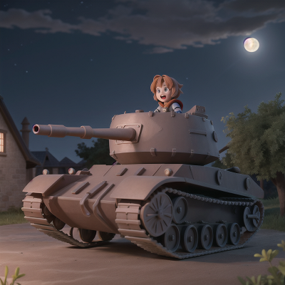 Image For Post Anime, rocket, knights, tank, singing, moonlight, HD, 4K, AI Generated Art