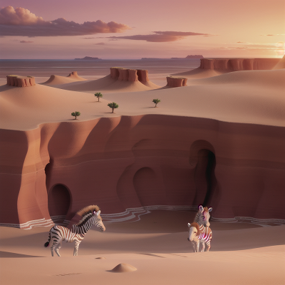 Image For Post Anime, violin, zebra, desert, sunrise, ocean, HD, 4K, AI Generated Art